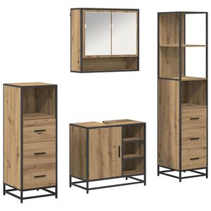 vidaXL Комплект мебели за баня 4 бр. Дъб 65 x 33 x 60 см
