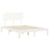 vidaXL Рамка за легло с табла бяла Small Double масивна дървесина