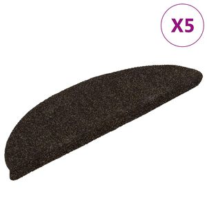 vidaXL Постелки за стълби, самозалепващи се, 5 бр., 56x17x3 см, тъмнокафяви, полукръгли