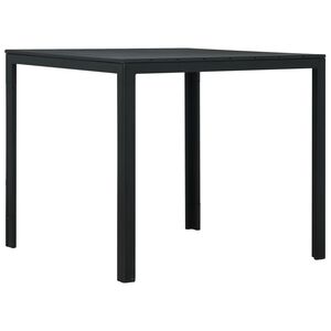 vidaXL Маса за кафе, черна, 78x78x74 см, HDPE, дървен вид