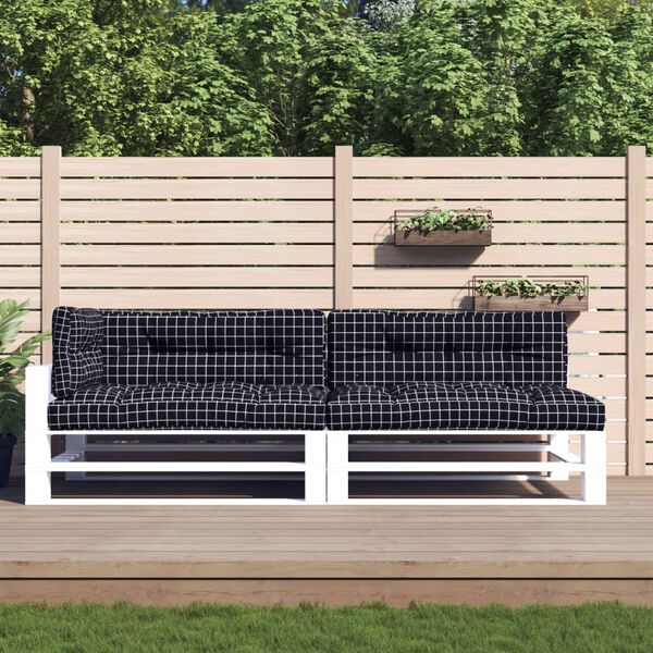 vidaXL Палетни възглавници, 5 бр, черно каре, текстил