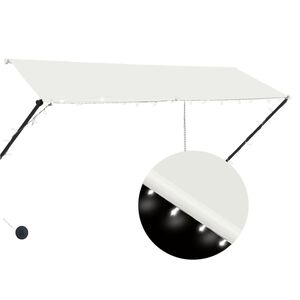 vidaXL Сенник с падащо рамо с LED, 300x150 см, кремав