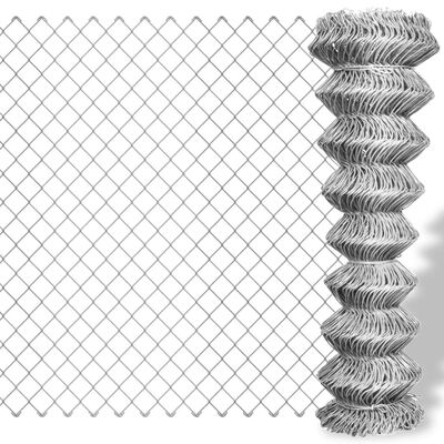 vidaXL Плетена оградна мрежа поцинкована стомана 15x1 м сребриста