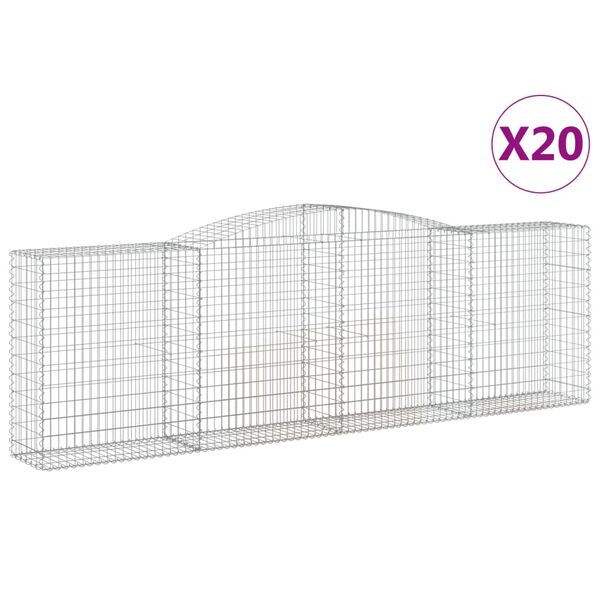 vidaXL Габионни кошници арка 20 бр 400x50x120/140см поцинковано желязо