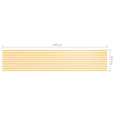 vidaXL Балконски параван, бяло и жълто, 120x600 см, оксфорд плат