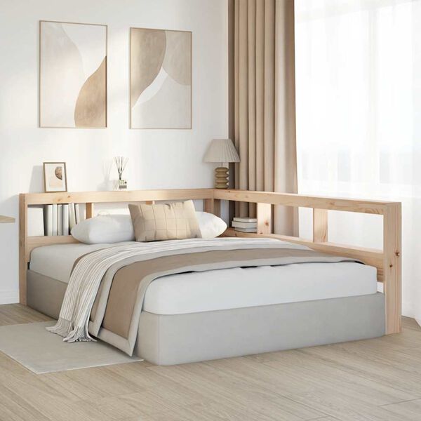 vidaXL Табла за книги с L-образна, 150 см, масивно дърво бор