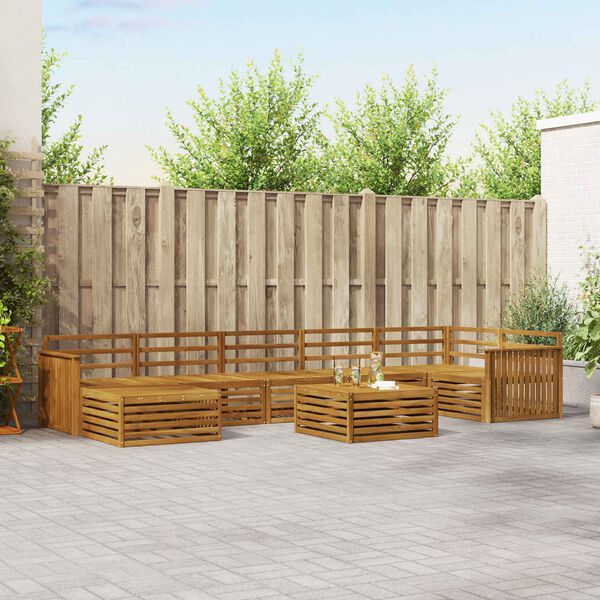 vidaXL Комплекти дивани 8 pcs Естествен Солидно акациево дърво