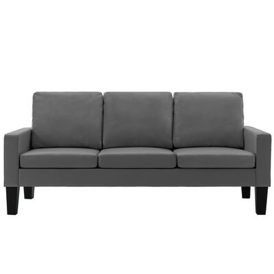 vidaXL 3-местен диван, сив, изкуствена кожа
