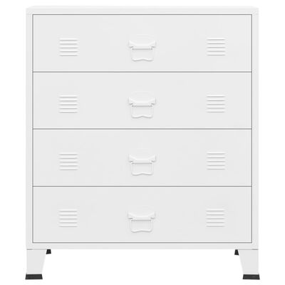 vidaXL Индустриален шкаф с чекмеджета, бял, 78x40x93 cм, метал