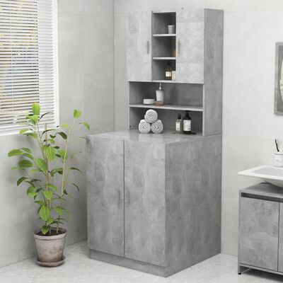vidaXL Шкаф за пералня, бетонно сив, 70,5x25,5x90 см