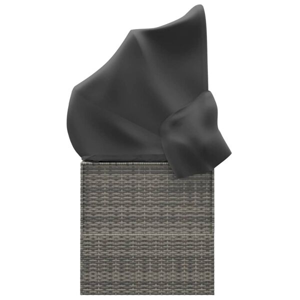 vidaXL Градинско лаундж легло с покрив и възглавници сив полиратан