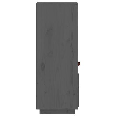 vidaXL Висок шкаф, сив, 34x40x108,5 см, борово дърво масив