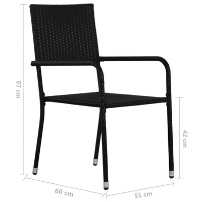 vidaXL Външни трапезни столове, 2 бр, полиратан, черни