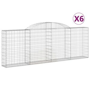 vidaXL Габионни кошници арка 6 бр 300x30x100/120 см поцинковано желязо