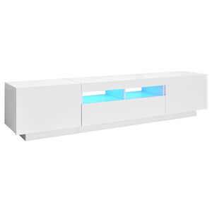 vidaXL ТВ шкаф с LED осветление, бял, 180x35x40 см