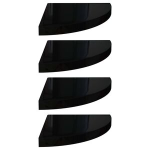 vidaXL Окачени ъглови рафтове, 4 бр, черен гланц, 35x35x3,8 см, МДФ