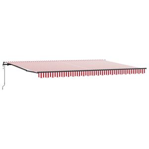 vidaXL Прибираща се тента Червено и бяло 500 &times; 350 cm Тъкан и алуминий