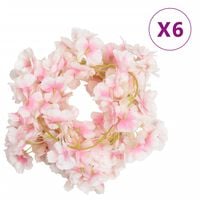 vidaXL Гирлянди от изкуствени цветя 6 бр светлорозови 180 см