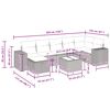 vidaXL Градински диван с възглавници, 7 части, полиратан, сив