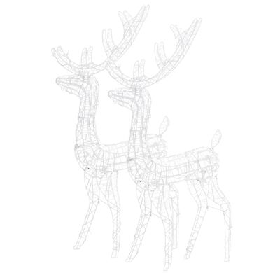 vidaXL Коледна украса северни елени, акрил, 2 бр, 120 см, топло бяло