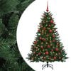 vidaXL Изкуствена коледна елха с топки 120 см 150 LED светодиода