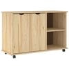 vidaXL Плъзгащ кабинет с колело Кафяво 100 x 39 x 65,5 см Солиден бор
