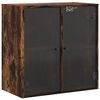 vidaXL Стенен шкаф със стъклени врати, опушен дъб, 68x37x68,5 см