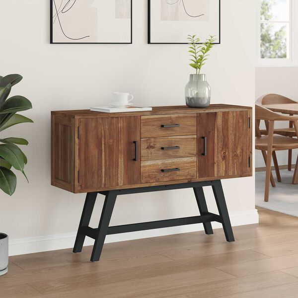 vidaXL ТВ стойка Естествен 110 x 30 x 75 см Солидно тиково дърво