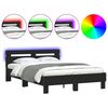 vidaXL Рамка за легло с табла и LED, черна, 120x190 см