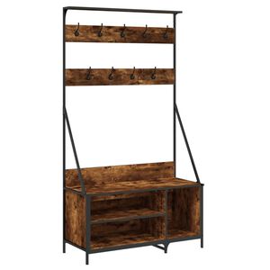 vidaXL Стойка за дрехи и рафт за обувки, опушен дъб, 100x41x184 см