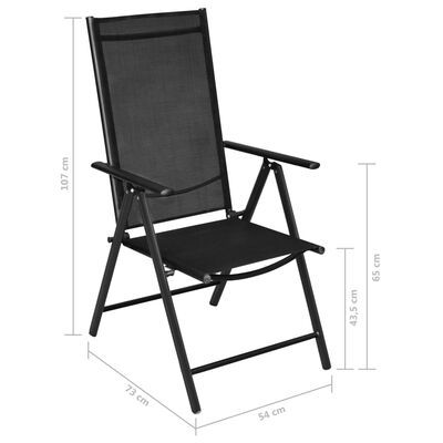 vidaXL Градински комплект със сгъваеми столове 5 части алуминий черен