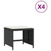 vidaXL Външни табуретки с възглавници 4 бр черни 40x40x35 см полиратан