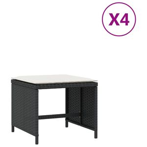 vidaXL Външни табуретки с възглавници 4 бр черни 40x40x35 см полиратан