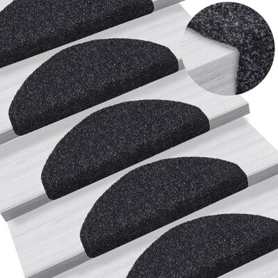 vidaXL Самозалепващи стелки за стъпала, 5 бр, черни, 65x21x4 см