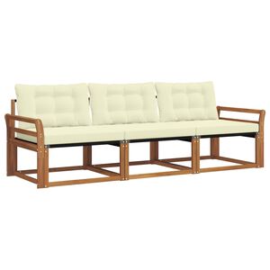 vidaXL Комплект дивани за открито 3 pcs Натурален и Крема