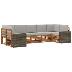 vidaXL Комплект секционен диван 7 pcs Натурално и светлосиво Полиестер