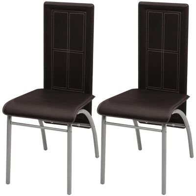 vidaXL Трапезни столове, 2 бр, кафяви, изкуствена кожа