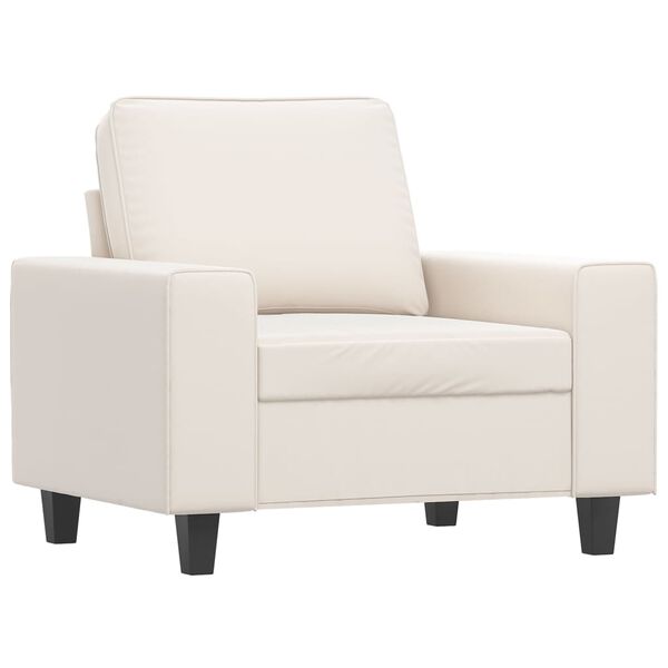 vidaXL Кресло с табуретка, бежово, 60 см, микрофибърен текстил