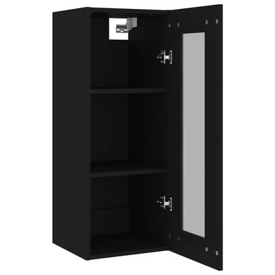 vidaXL Висок шкаф, черна, 34,5x34x180 см, инженерно дърво