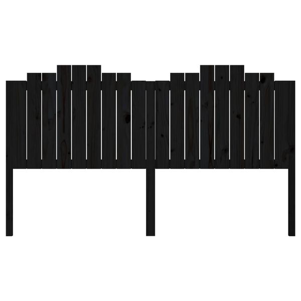 vidaXL Горна табла за легло, черна, 186x4x110 см, бор масив