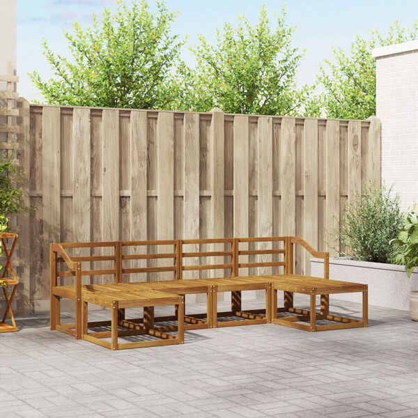 vidaXL Комплект дивани за открито 6 pcs Естествен Инженерно дърво