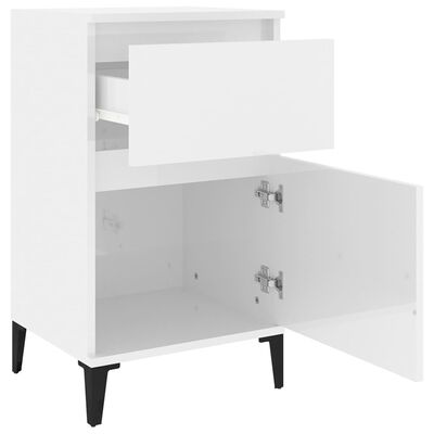 vidaXL Нощно шкафче, бял гланц, 40x35x70 см