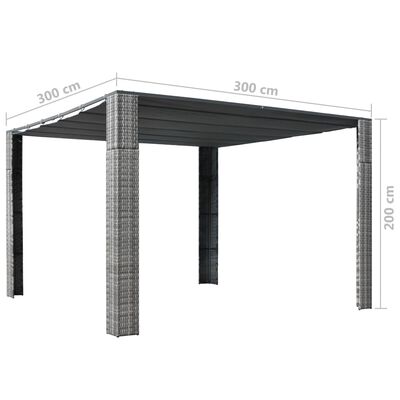 vidaXL Шатра с покрив, полиратан, 300x300x200 см, сиво и антрацит