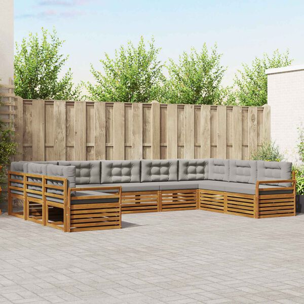 vidaXL Комплекти дивани с възглавница 9 pcs Естествено и светло сиво