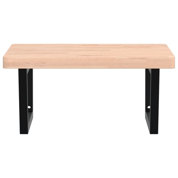 vidaXL Стенен рафт за мивка, стомана и масивно дърво бук