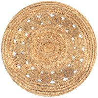 vidaXL Плетен килим с дизайн, от юта, 90 см, кръгъл