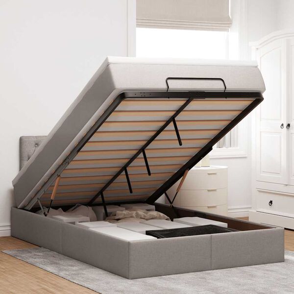 vidaXL Османска легло с матрак, таупе, 120x200 см, плат