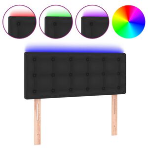 vidaXL LED Горна табла за легло, черна, 80x5x78/88 см, изкуствена кожа