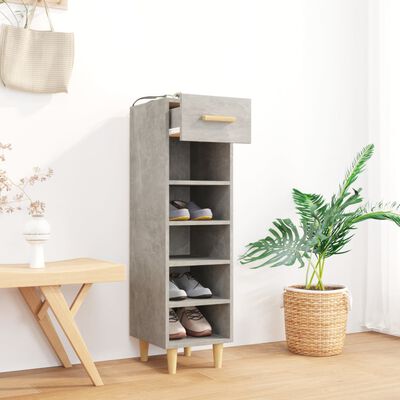 vidaXL Шкаф за обувки, бетонно сив, 30x35x105 см, инженерно дърво