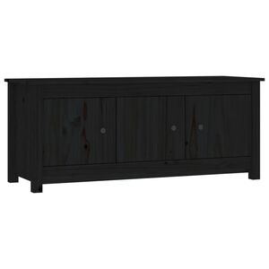 vidaXL Шкаф за обувки, черен, 110x38x45,5 см, бор масив